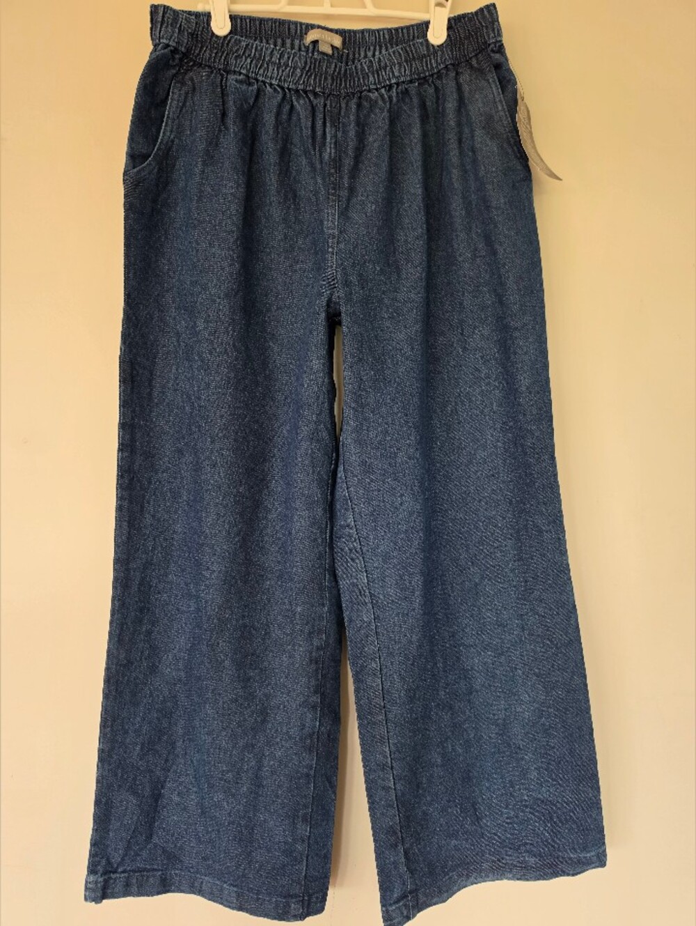 Woman Within Wide-Leg Pull-On Jeans - Dark Blue Size 16 W. NEW